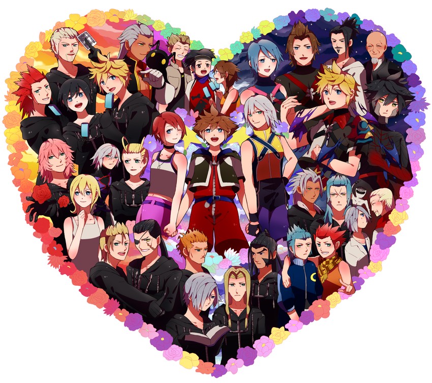 sora, roxas, kairi, riku, aqua, and 31 more (kingdom hearts and 2 more) drawn by sana423