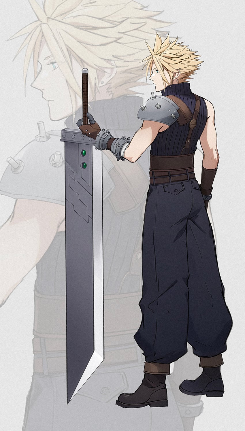 cloud strife (final fantasy and 2 more) drawn by morikawaimori