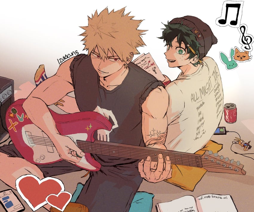 midoriya izuku and bakugou katsuki (boku no hero academia) drawn by izukkuns