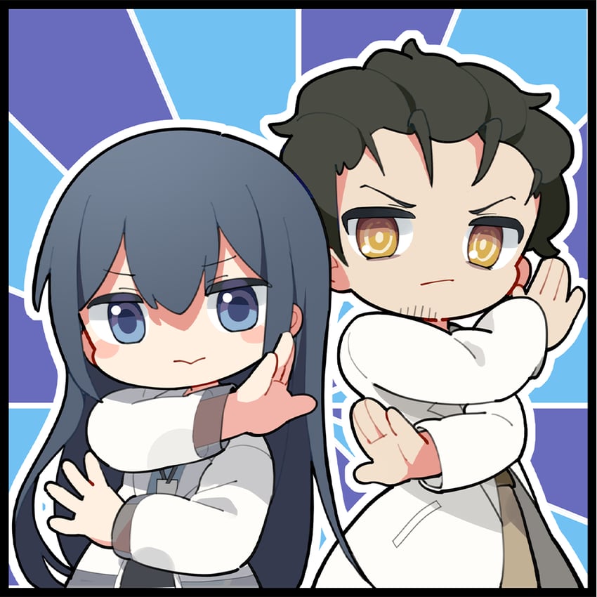 okabe rintarou, professor, and female professor (girls' frontline and 2 more)
