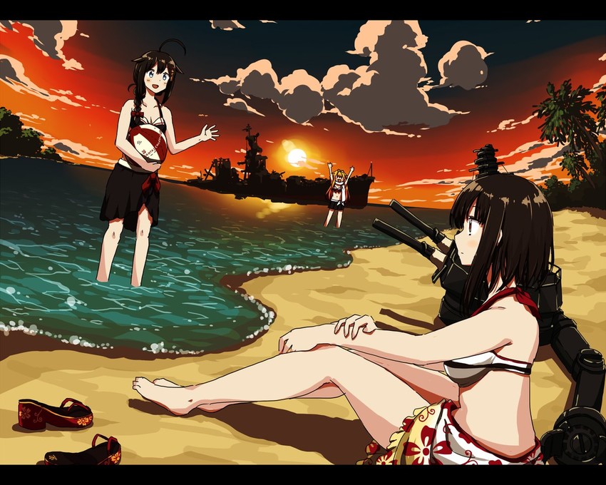 shigure, yuudachi, shigure kai ni, yuudachi kai ni, and yamashiro (kantai collection) drawn by any_(lucky_denver_mint)