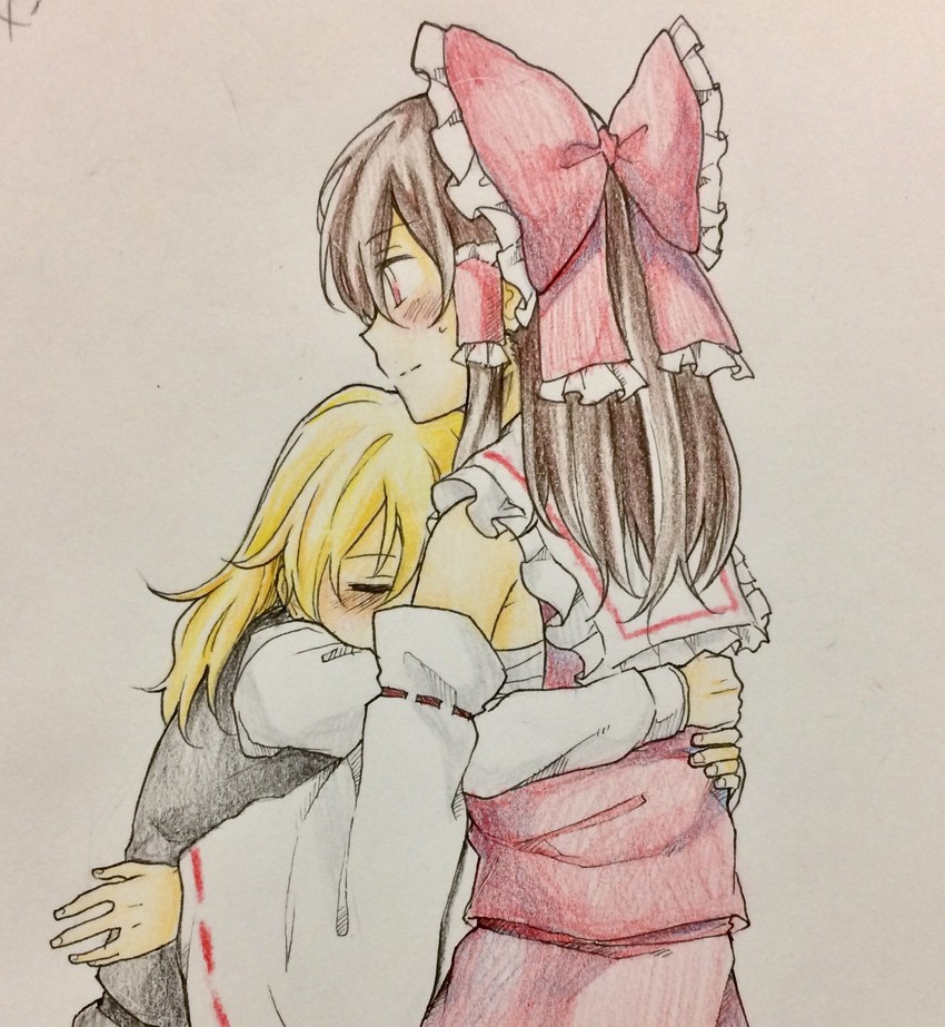 hakurei reimu and kirisame marisa (touhou) drawn by akatsuki_(osamaru36)