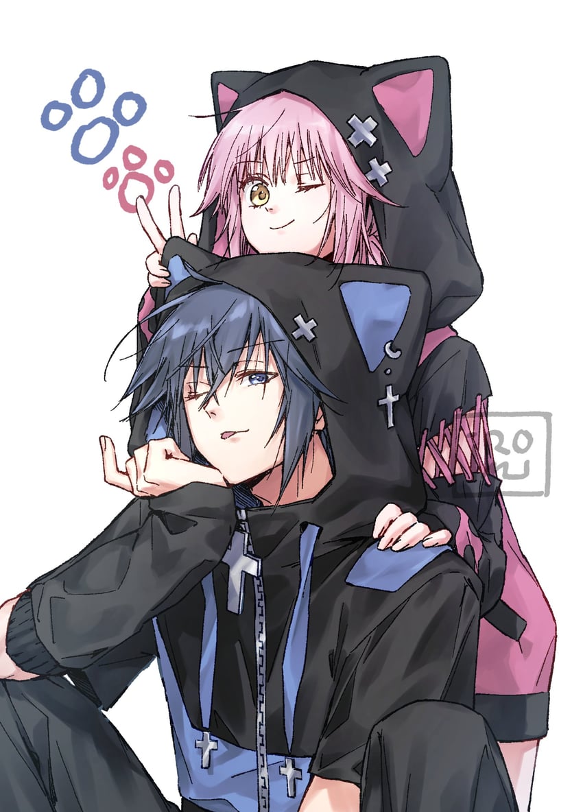 hinamori amu and tsukiyomi ikuto (shugo chara!) drawn by iromirmiromi
