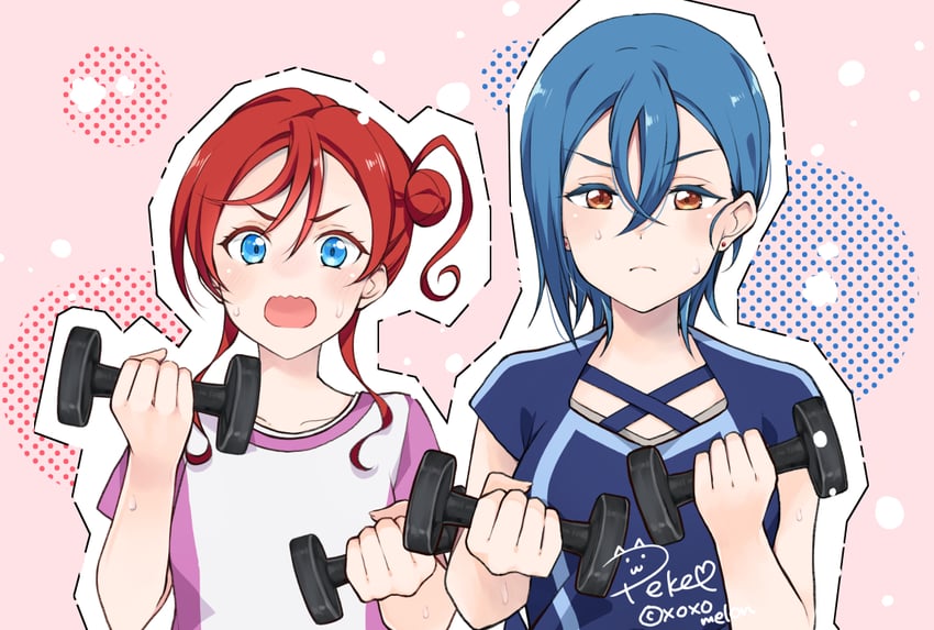 wakana shiki and yoneme mei (love live! and 1 more) drawn by peke_(xoxo_melon)