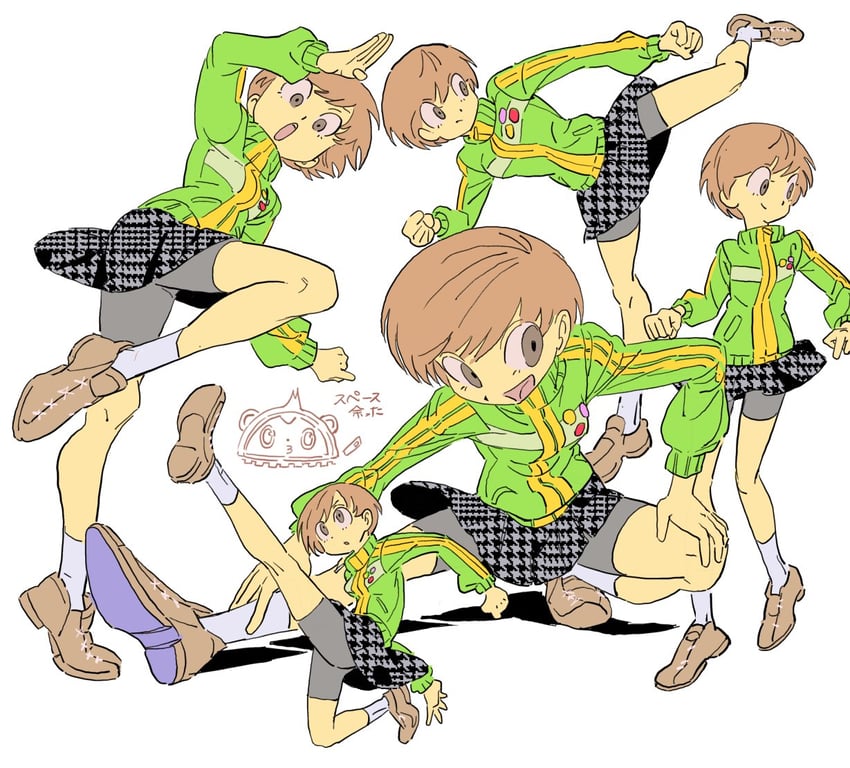 satonaka chie and kuma (persona and 1 more) drawn by pure_to_ma