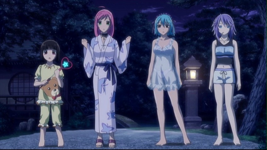 akashiya moka, shirayuki mizore, kurono kurumu, and sendou yukari (rosario+vampire)