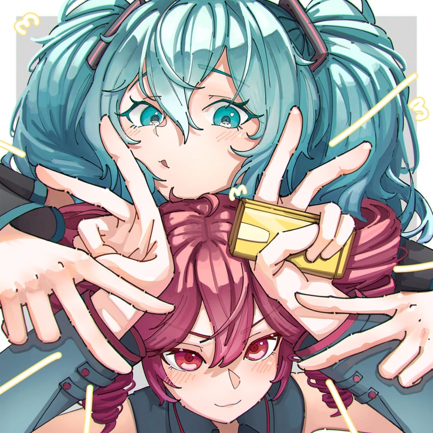 hatsune miku and kasane teto (vocaloid and 2 more) drawn by hoot_hoot_owl