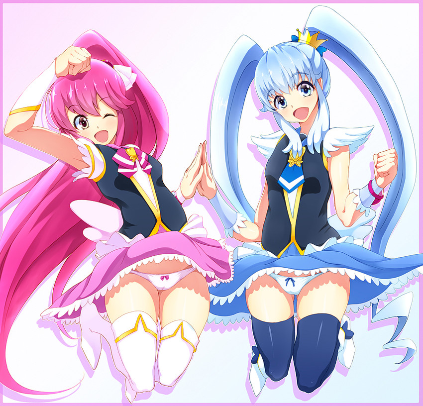 shirayuki hime, aino megumi, cure lovely, and cure princess (precure and 1 more) drawn by p-chan_(mitsuta52)