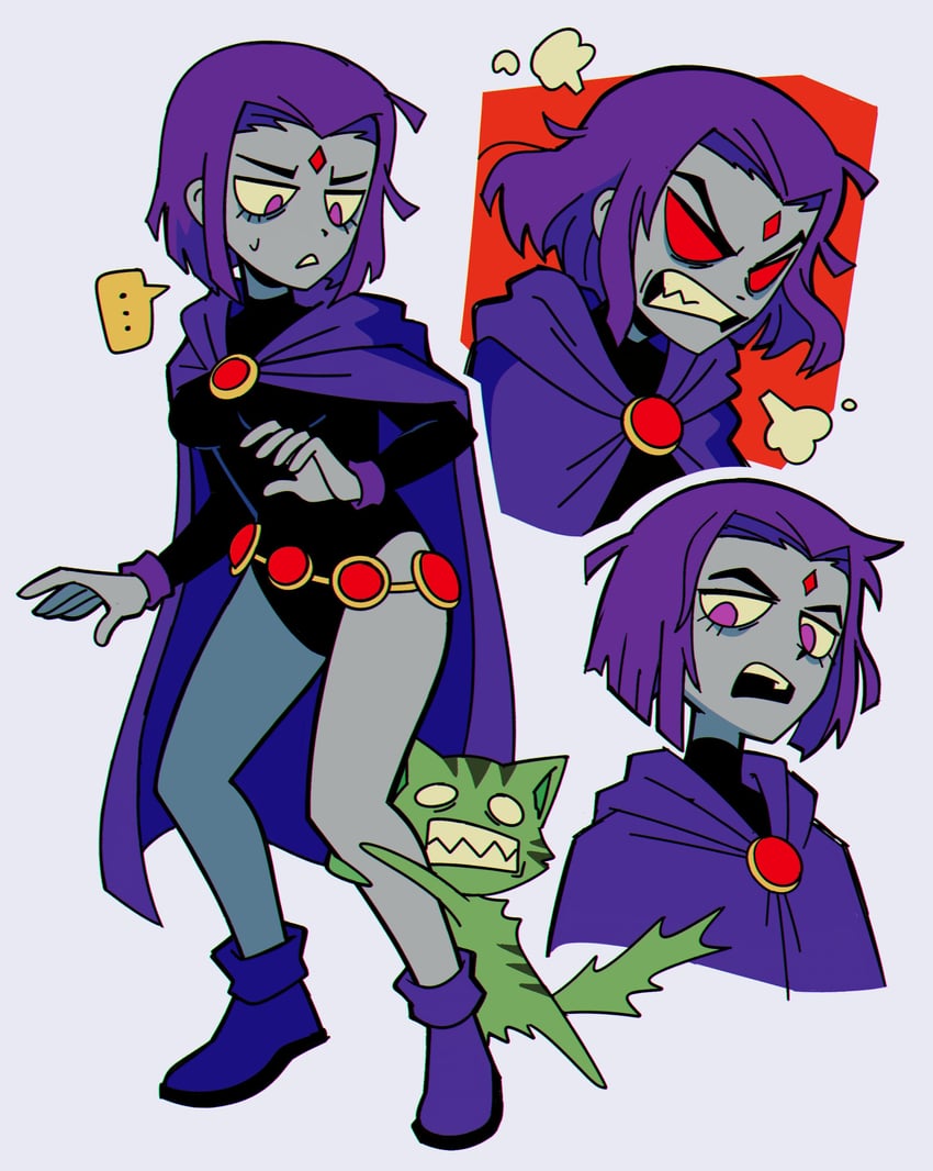 raven and beast boy (dc comics and 1 more) drawn by marreeps
