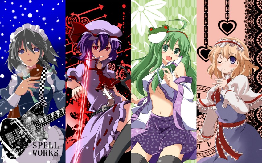 remilia scarlet, izayoi sakuya, kochiya sanae, and alice margatroid (touhou) drawn by be_(o-hoho)