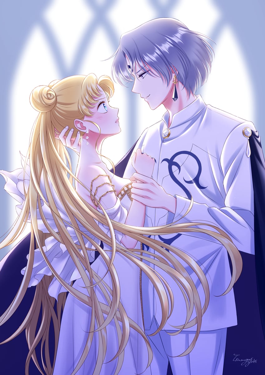 tsukino usagi, princess serenity, and prince demande (bishoujo senshi sailor moon and 1 more) drawn by tsumagari_yuki