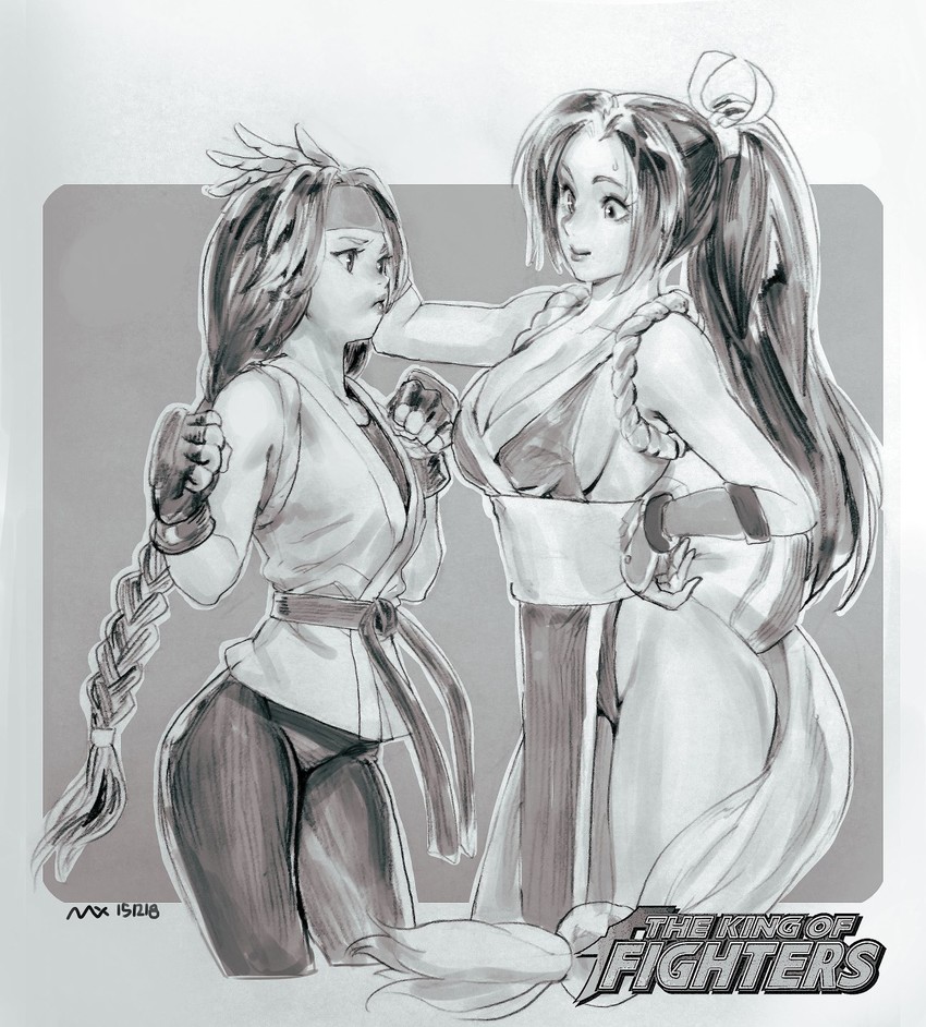 shiranui mai and yuri sakazaki (the king of fighters and 2 more) drawn by nax