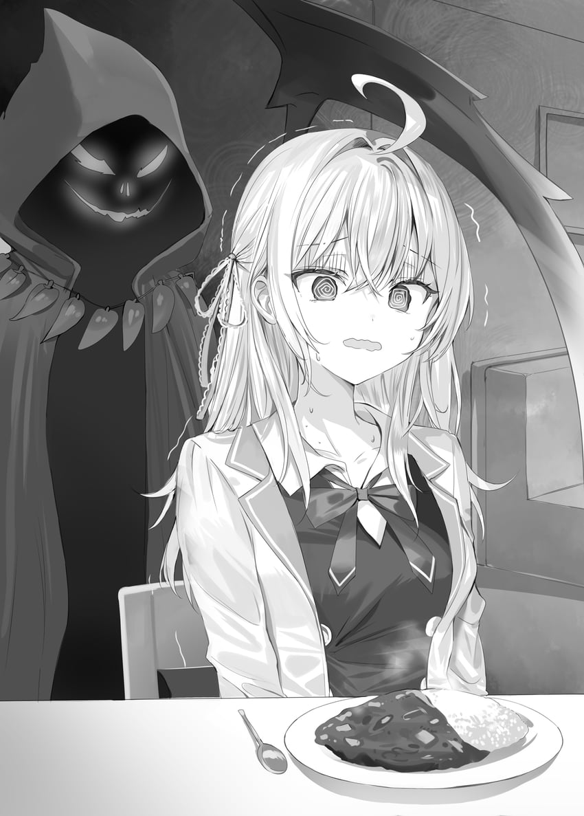 alisa mikhailovna kujou, death, and grim reaper (tokidoki bosotto roshia-go de dereru tonari no alya-san) drawn by momoko_(momopoco)