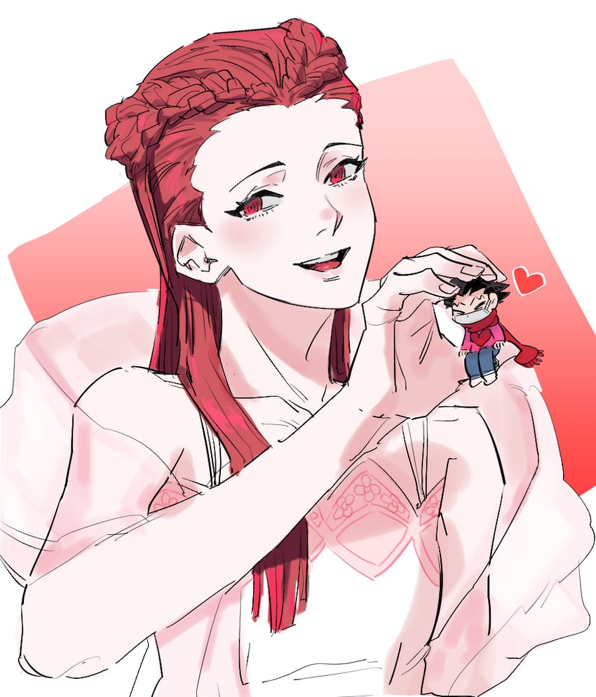 phoenix wright and dahlia hawthorne (ace attorney and 1 more) drawn by heoreo