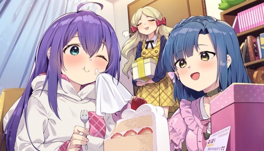 nanao yuriko, mochizuki anna, and handa roco (idolmaster and 1 more) drawn by shennai_misha