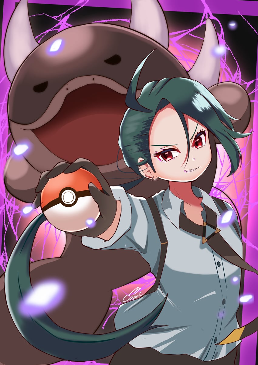 rika and clodsire (pokemon and 1 more) drawn by carrot_summer