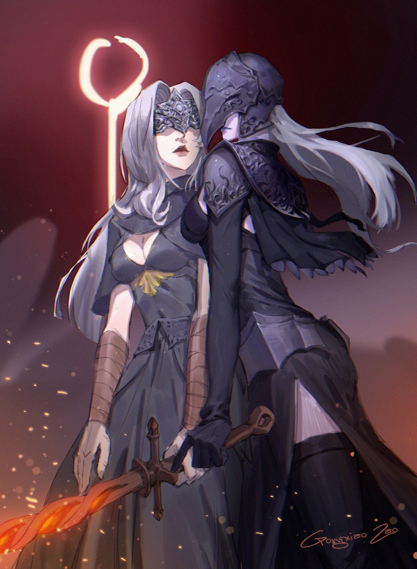 fire keeper and yuria of londor (dark souls and 1 more) drawn by gongxiao_zao
