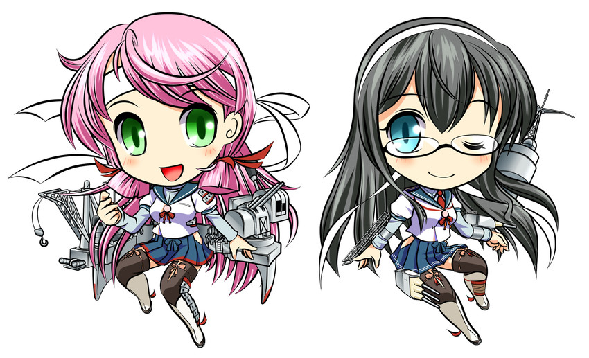 ooyodo and akashi (kantai collection) drawn by akakuro-san_(ondoriya_honpo)