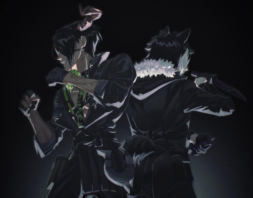 kageyama shien and aragami oga (holostars) drawn by momiage_40