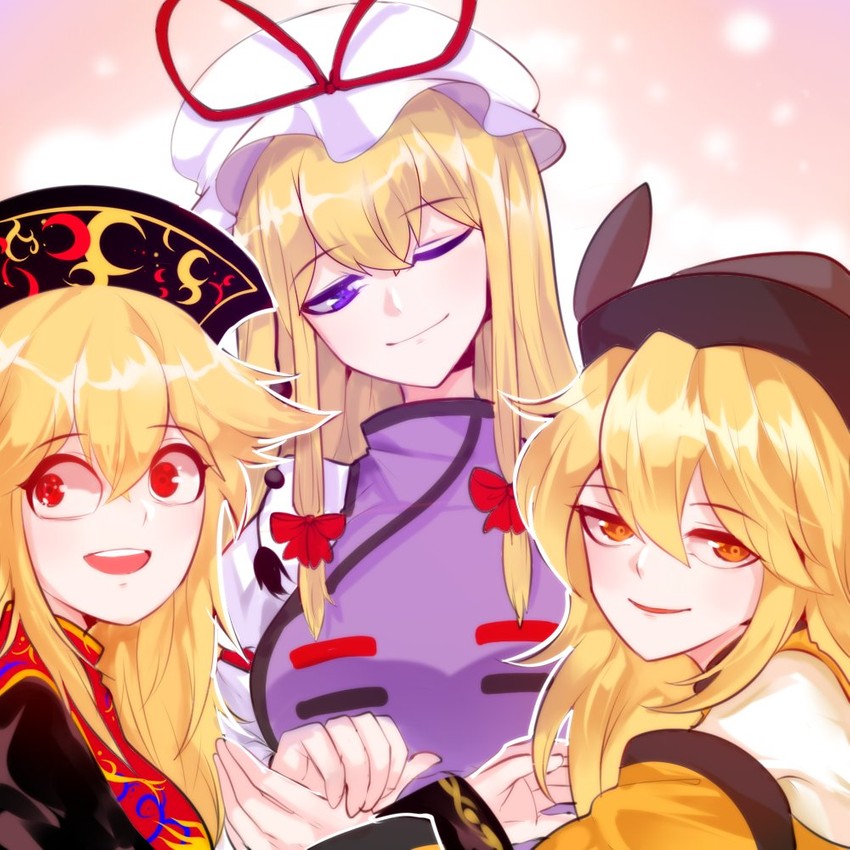 yakumo yukari, junko, and matara okina (touhou) drawn by gurami_(zangizarang)