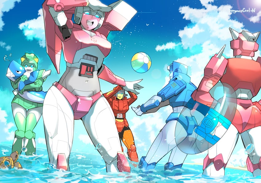 optimus prime, arcee, elita one, chromia, moonracer, and 1 more (transformers and 1 more) drawn by sergeantctrln