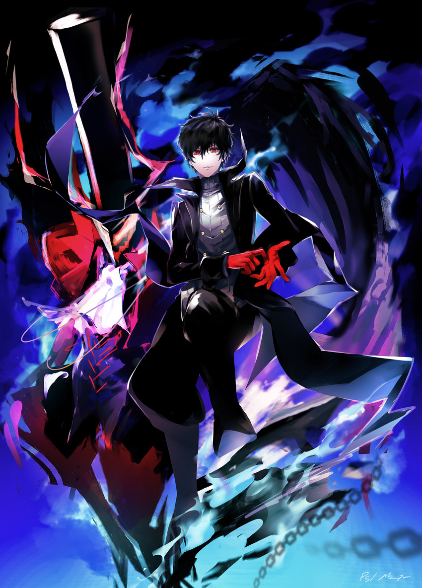amamiya ren, joker, and arsene (persona and 1 more) drawn by mozuyun