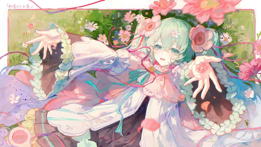 hatsune miku and magical mirai miku (vocaloid and 1 more) drawn by maccha_(mochancc)
