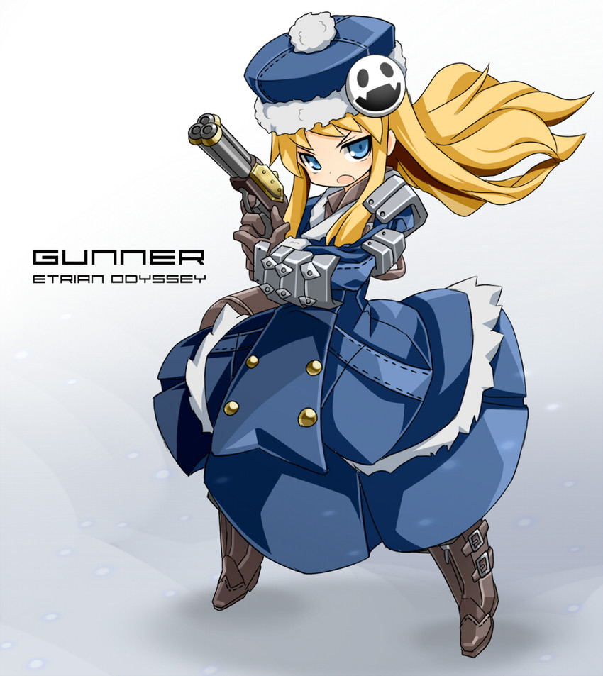 jack frost, gunner, and gunner 2 (sekaiju no meikyuu and 1 more) drawn by karukan_(monjya)