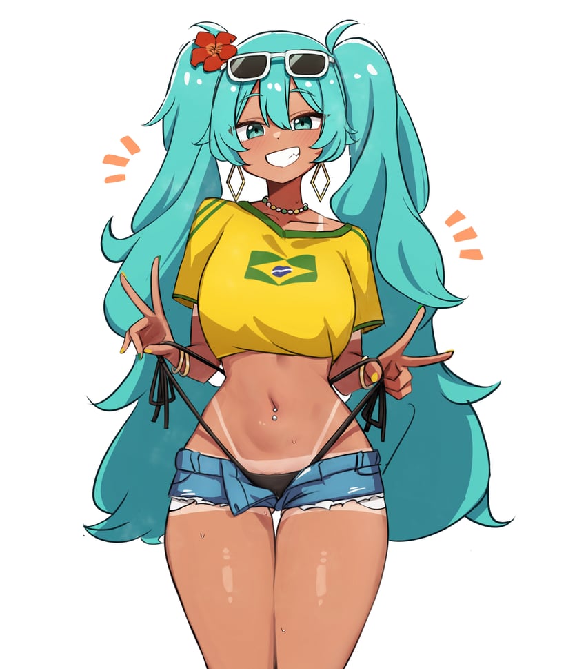 hatsune miku and brazilian miku (vocaloid) drawn by mochitsuki_karen