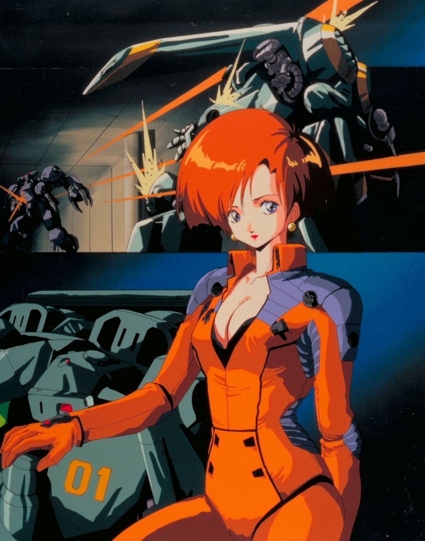 madox-01, slave trooper st-00, and kusumoto ellie (metal skin panic madox-01) drawn by tamura_hideki