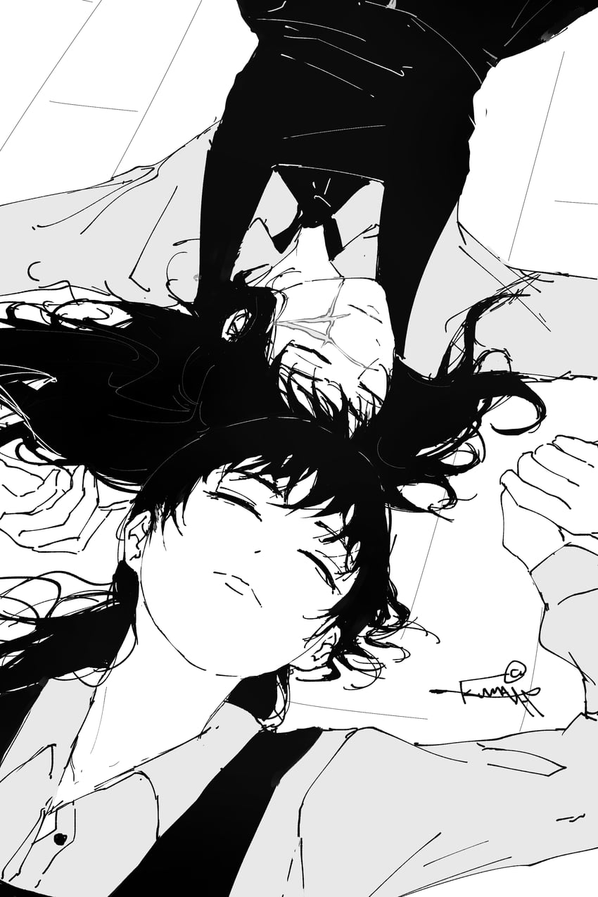 yoru and mitaka asa (chainsaw man) drawn by kumah_dessu