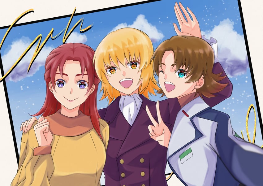 cagalli yula athha, meyrin hawke, and miriallia haw (gundam and 2 more) drawn by murasaki_remon