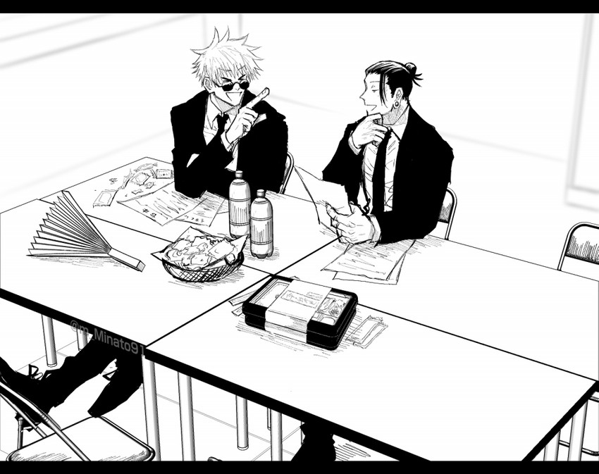 gojou satoru and getou suguru (jujutsu kaisen) drawn by mike2010