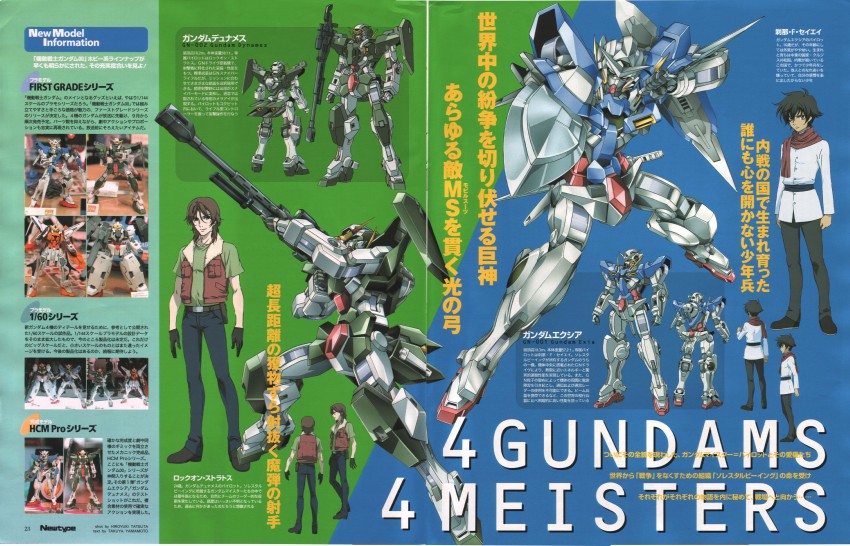 setsuna f. seiei, lockon stratos, gundam exia, and gundam dynames (gundam and 1 more)