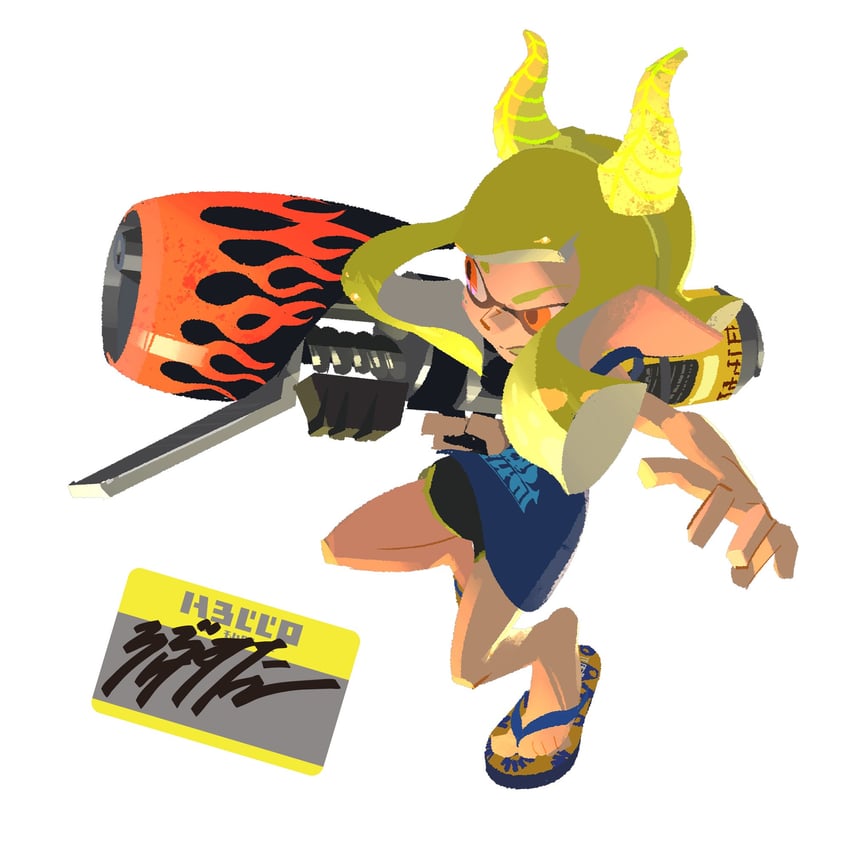 inkling player character and inkling girl (splatoon and 1 more) drawn by inoue_seita