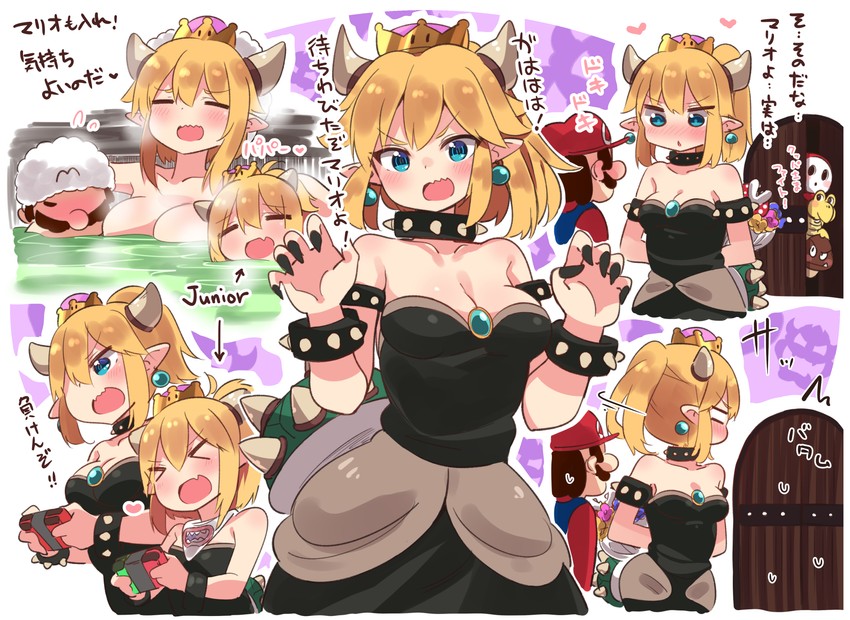 mario, bowsette, piranha plant, goomba, shy guy, and 2 more (mario and 1 more) drawn by suzuki_toto