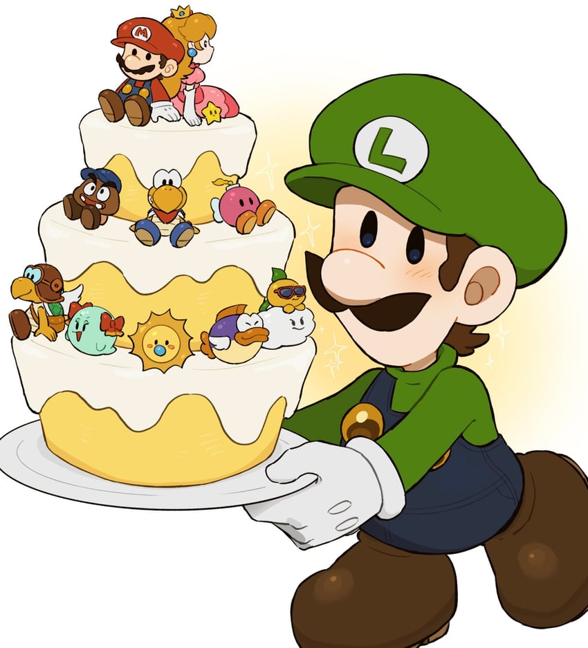 princess peach, mario, luigi, paper mario, paper peach, and 8 more (mario and 2 more) drawn by mimimi_(mimimim9999)