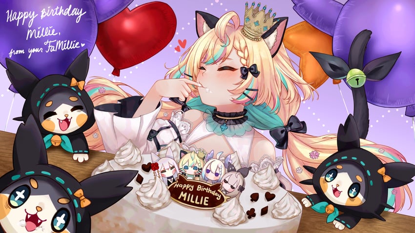 enna alouette, millie parfait, nina kosaka, reimu endou, and lucie (nijisanji and 1 more) drawn by temachii