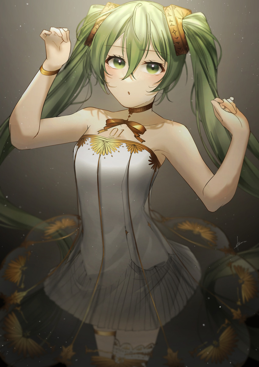 hatsune miku and gramophone miku (vocaloid and 1 more) drawn by after0217