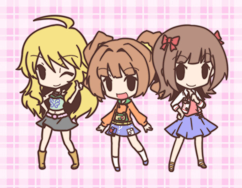 hoshii miki, amami haruka, and takatsuki yayoi (idolmaster) drawn by fushigi_ebi