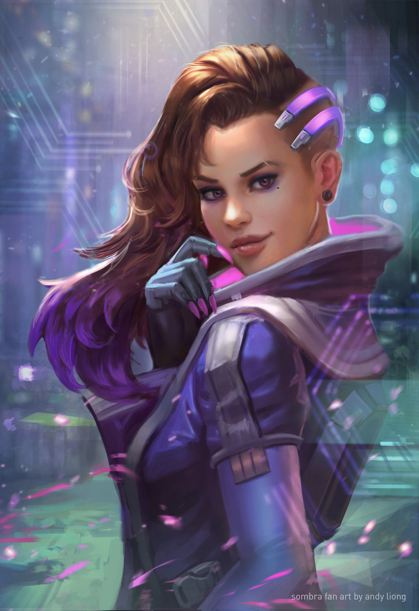sombra (overwatch and 1 more) drawn by andy_liong