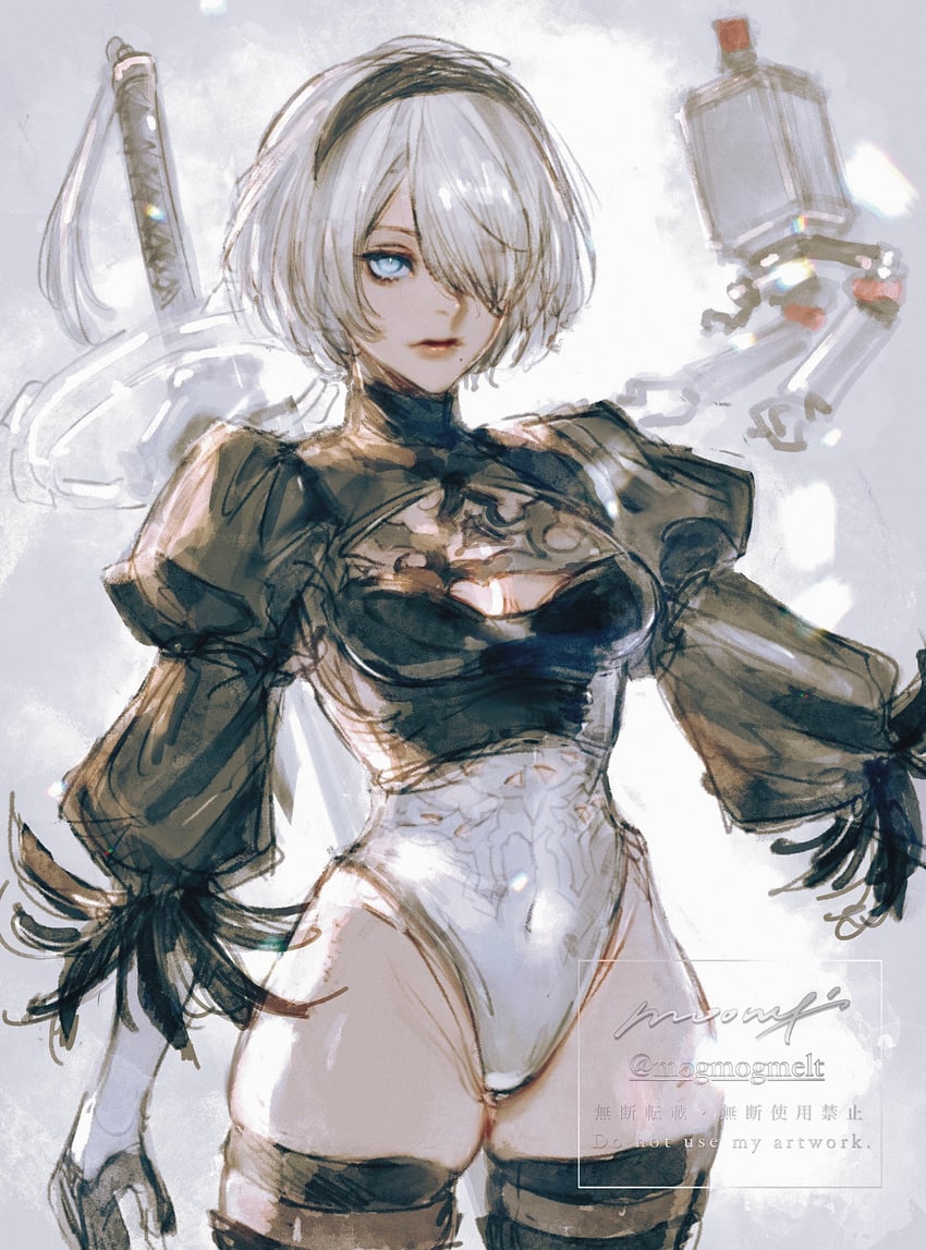 2b and pod (nier and 1 more) drawn by moony_(mogmogmelt)