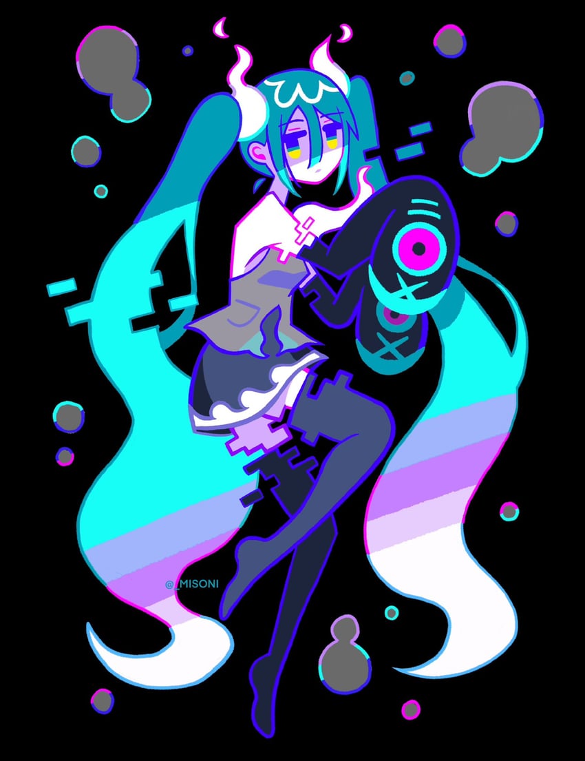 hatsune miku and ghost miku (pokemon and 2 more) drawn by misoni_(mi-soni)