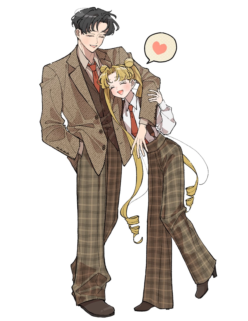 tsukino usagi and chiba mamoru (bishoujo senshi sailor moon) drawn by neginoaoitokoro