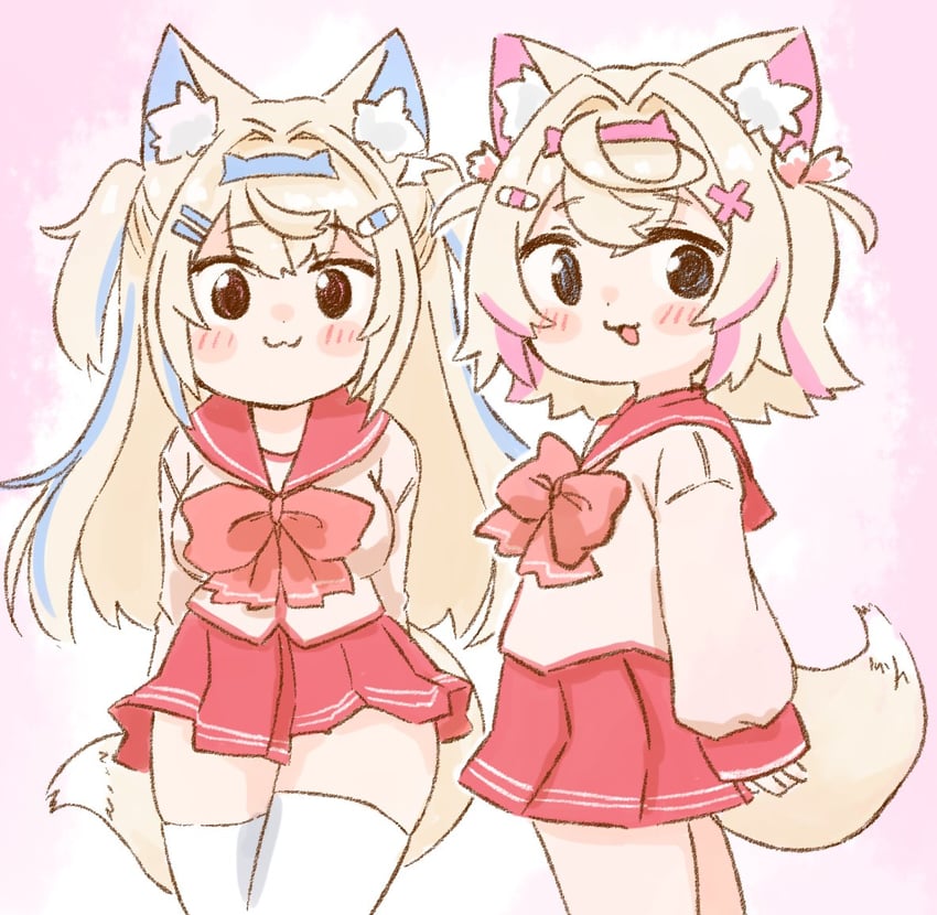 fuwawa abyssgard, mococo abyssgard, kousaka tamaki, and yuzuhara konomi (hololive and 3 more) drawn by nekoyama