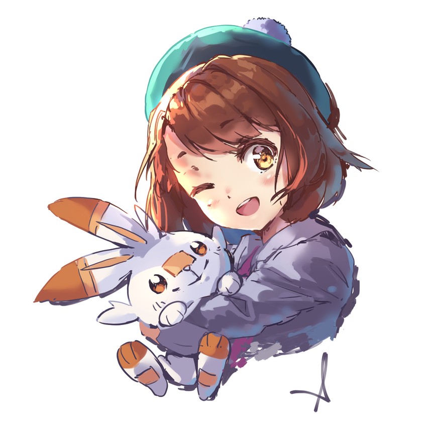 gloria and scorbunny (pokemon and 1 more) drawn by shijohane