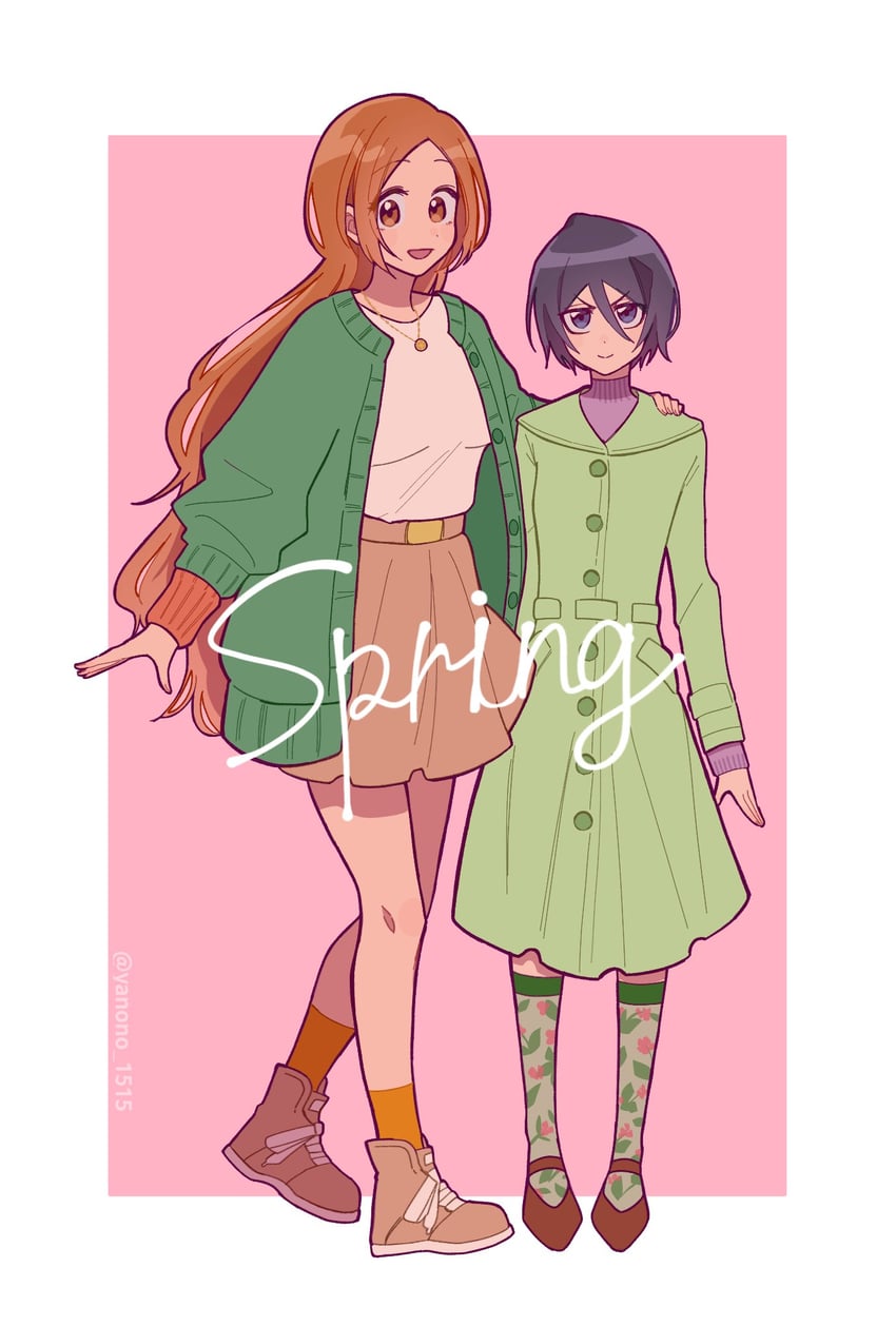 kuchiki rukia and inoue orihime (bleach and 1 more) drawn by yanono_015