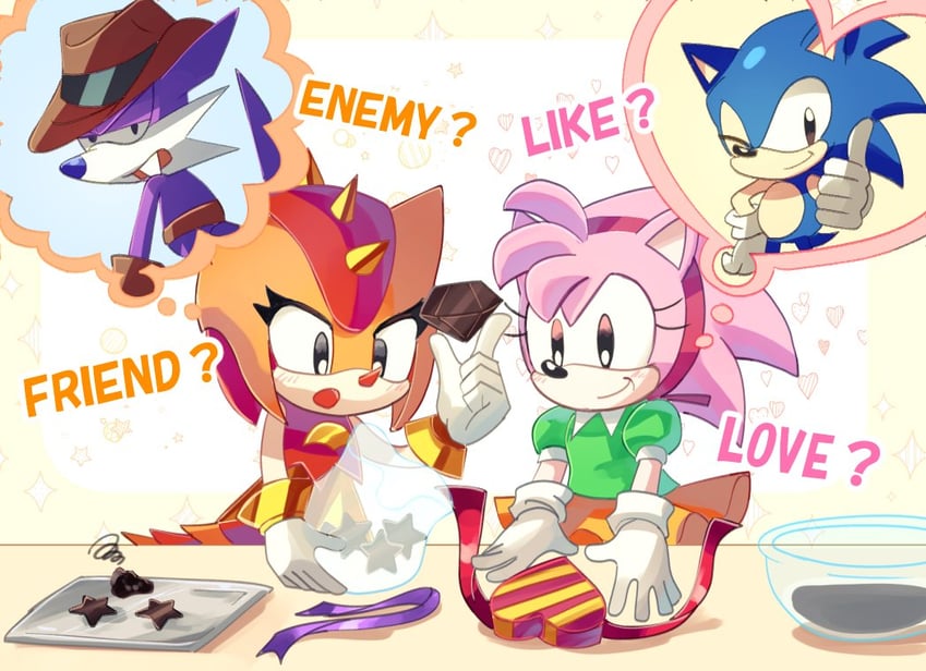 sonic the hedgehog, amy rose, classic sonic, classic amy, trip the sungazer, and 1 more (sonic and 2 more) drawn by plus2sf