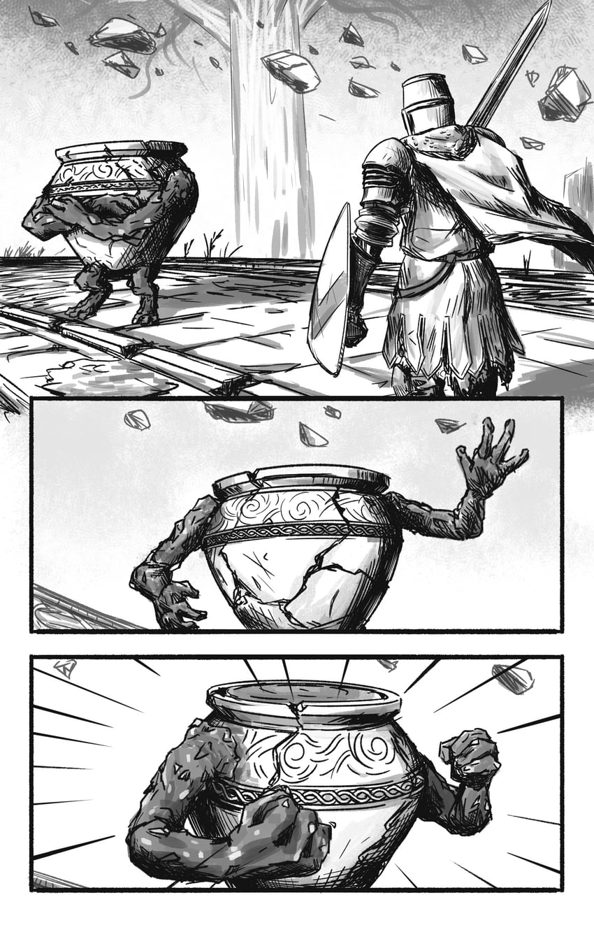tarnished and iron fist alexander (elden ring) drawn by khyradon