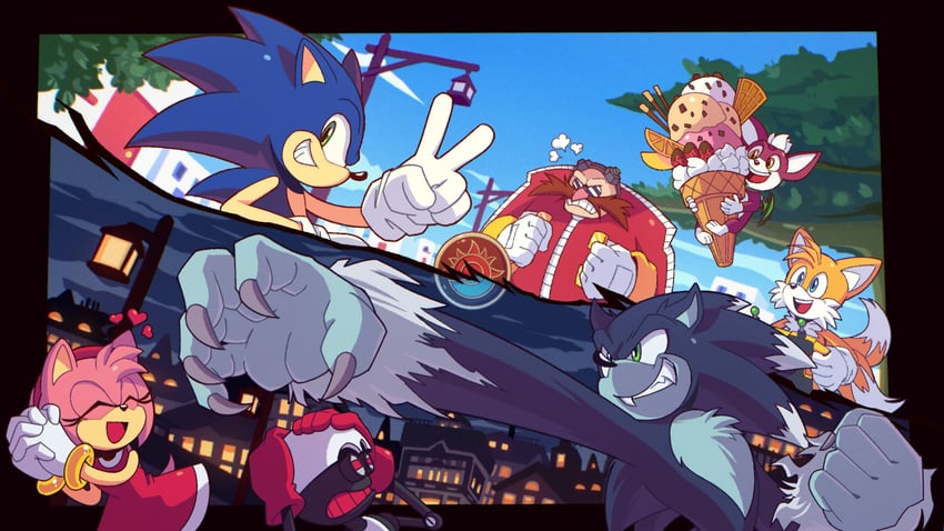 sonic the hedgehog, amy rose, tails, dr. eggman, sonic the werehog, and 2 more (sonic and 1 more) drawn by other_subject1